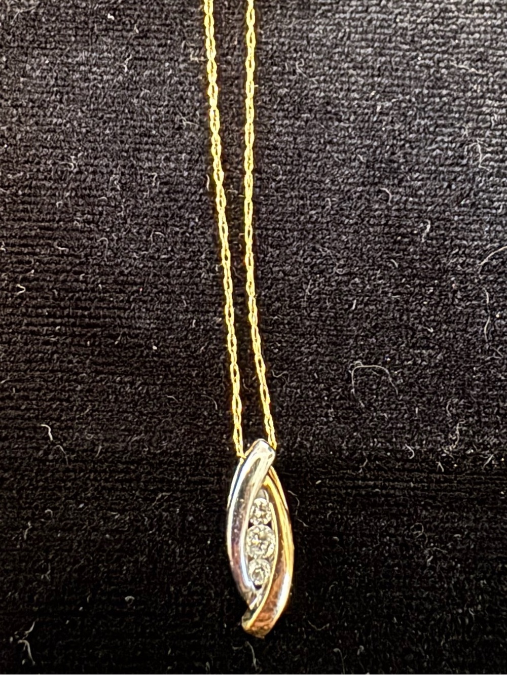 Dainty Two-Tone Gold and Silver Diamond Pendant Necklace